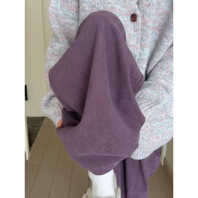 紫色灯芯绒加绒加厚阔腿裤女秋冬2025新款高腰显瘦慵懒垂感休闲裤