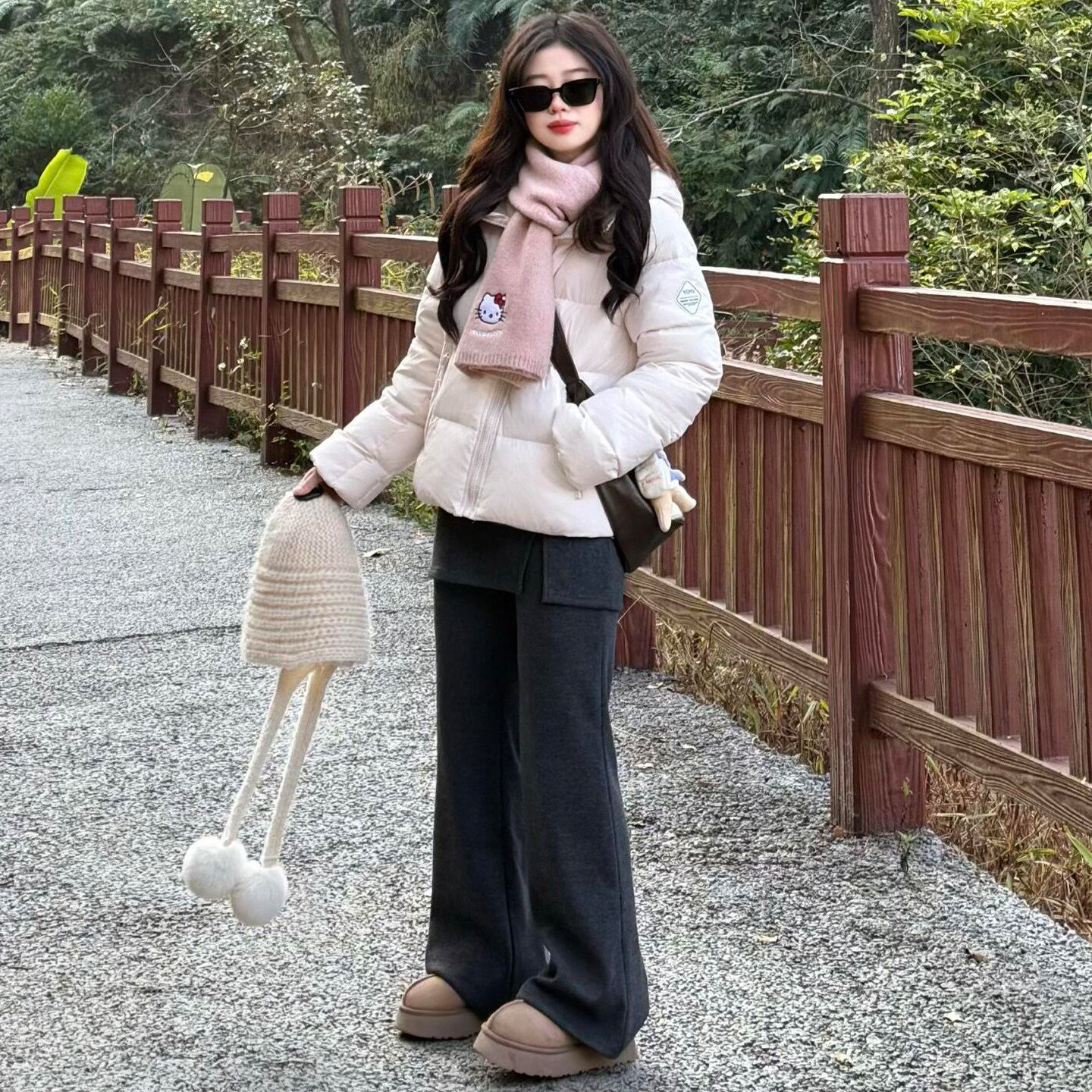 灰色纽扣开叉屁帘裤女秋冬季新款高腰遮胯显瘦直筒加绒毛呢阔腿裤,女装/女士精品,休闲裤,淘宝优惠券,粉丝福利购,淘宝优惠卷