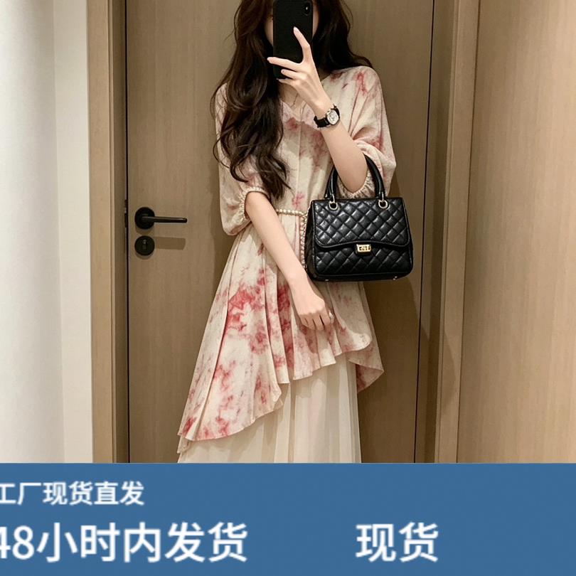 2026夏日法式浪漫风印花连衣裙女长裙得体收腰显瘦气质减龄掐腰裙