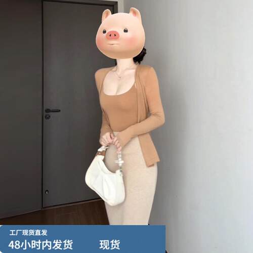 2026新款纯欲温柔风开衫吊带连衣裙子早春季韩系包臀长裙三件套夏