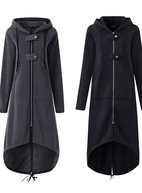 women Long fleece jacket ladies coat big size 5xl卫衣外套女