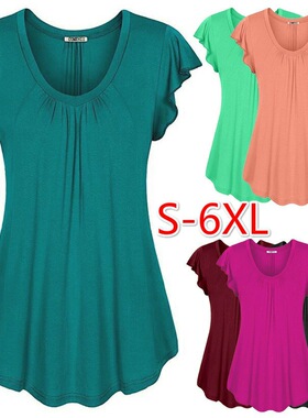 women dress ladies short sleeves shirts plus size 6xl大码T恤