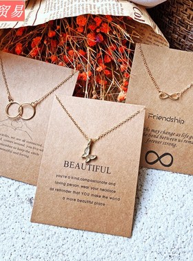 Clavicle chain vintage letter paper card butterfly necklace
