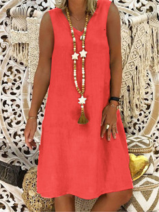 fat women V-neck singlet dress plus size 5xl 胖mm大码连衣裙