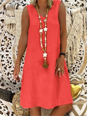 fat women V-neck singlet dress plus size 5xl 胖mm大码连衣裙