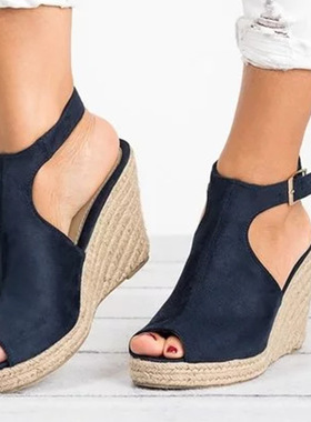 women wedge sandals plus size 44 summer shoes大码女高跟凉鞋