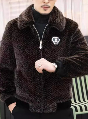 Winter fur jacket for men 皮衣夹克外套男men's Leather jacket