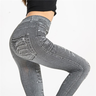 imitation denim New with women leggings elastic summer