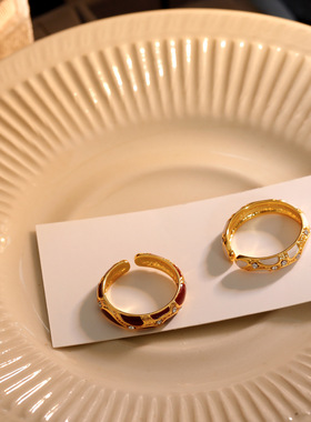 复古港风戒指女小众设计轻奢高级气质食指指环2024年新款潮开口戒