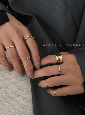 小众设计套装戒指女时尚个性ins潮冷淡风网红轻奢韩版多见食指环