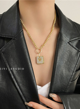 小众设计时尚感满钻爱心设计时尚感项链女配饰网红百搭金属颈链潮