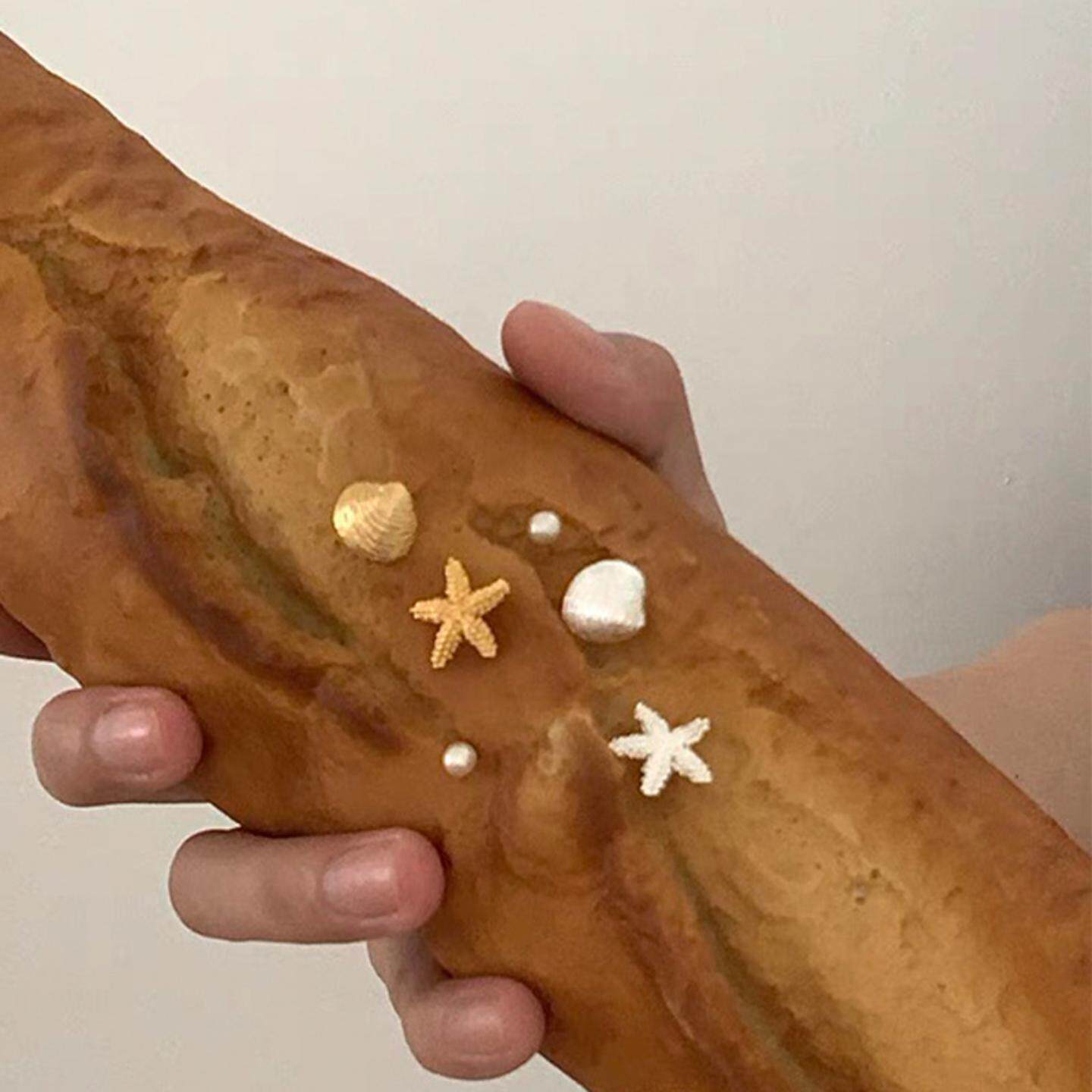 贝壳海星金属珍珠耳钉套装女韩国