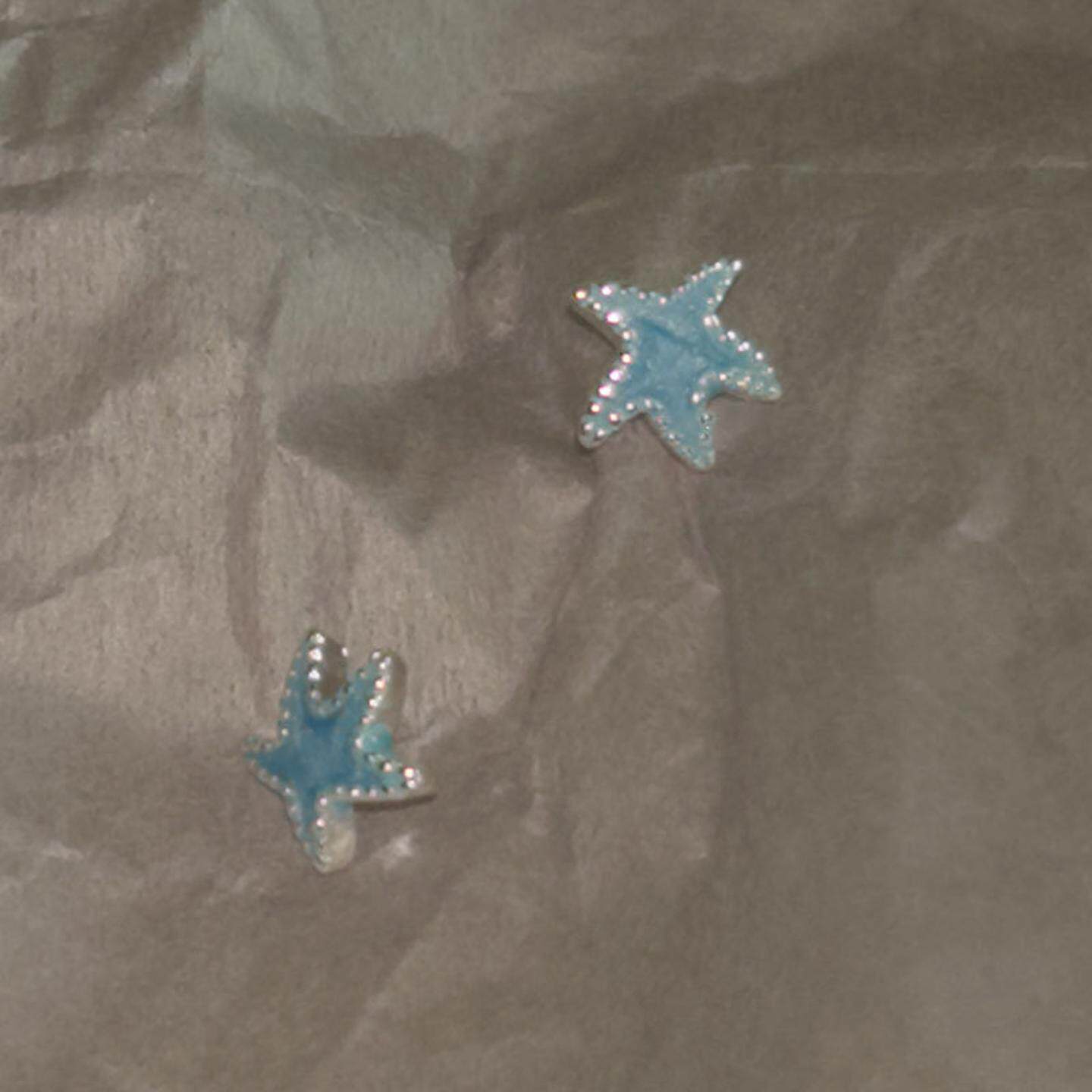小巧清新蓝色海星耳钉女简约