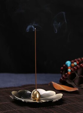复古仿古线香插香薰炉底座托盘家用室内线香炉葫芦纯黄铜点香盘