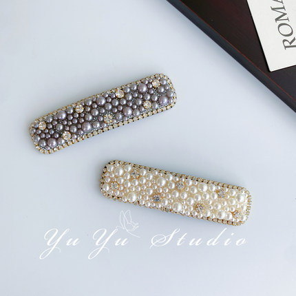 水晶气质BB夹秋冬高级感头饰精致水钻珍珠发卡女发夹边夹侧边发饰