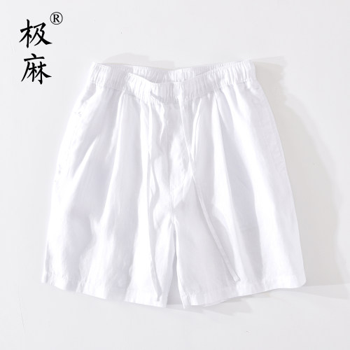 夏季基础沙滩休闲亚麻短裤