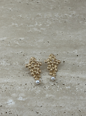 S925银镀18k金 鸢尾花系列 耳环 RE045