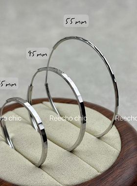 店主推荐 S925银镀白金法式缎面波光粼粼耳圈 RE049