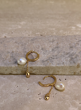 S925银镀18k金色 白金色麦穗珍珠灵动耳饰耳环耳扣RE015RE014