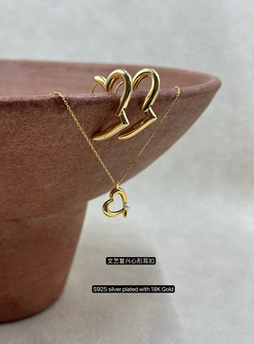 金色镂空耳环项链女小众设计感高级轻奢气质耳饰RE009项链RE025