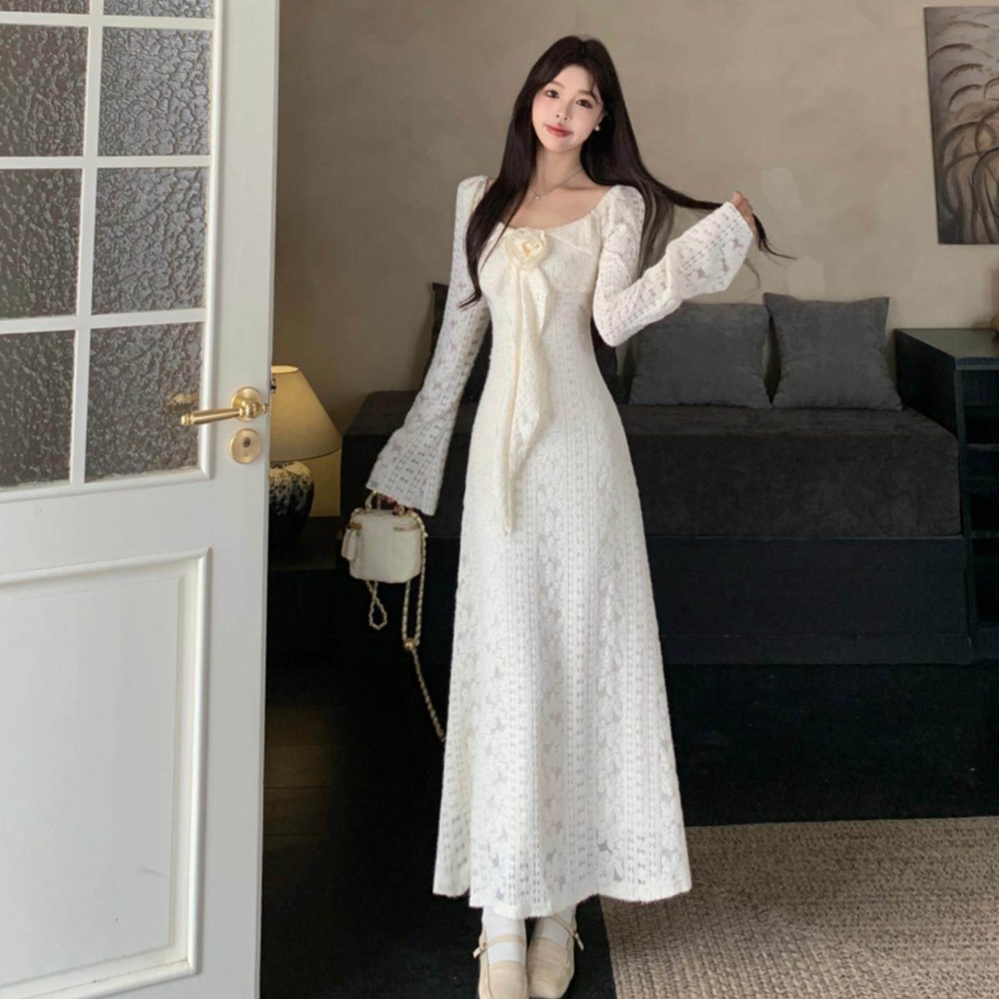 大码白色蕾丝连衣裙女冬季巨好看的胖mm高级感收腰内搭打底a字裙,运动/瑜伽/健身/球迷用品,瑜伽短裙,淘宝优惠券,粉丝福利购,淘宝优惠卷