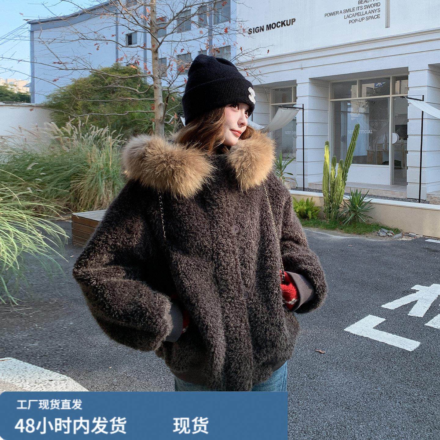 黑色加厚羊羔毛羽绒服外套2025新款女冬短款毛领连帽皮毛一体外套,女士内衣/男士内衣/家居服,睡衣上装,淘宝优惠券,粉丝福利购,淘宝优惠卷