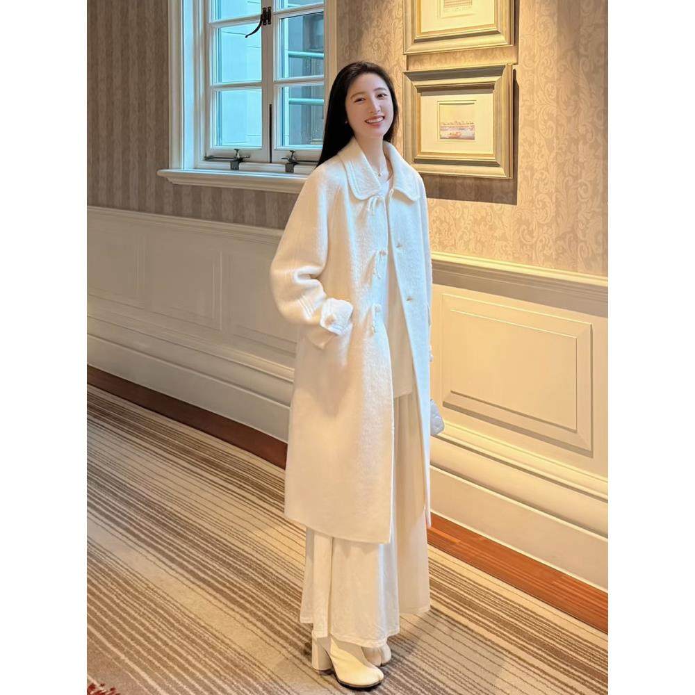 温柔风杏仁奶糖白色毛呢外套女秋冬季韩版宽松百搭中长款呢子大衣,运动/瑜伽/健身/球迷用品,广场舞套装,淘宝优惠券,粉丝福利购,淘宝优惠卷
