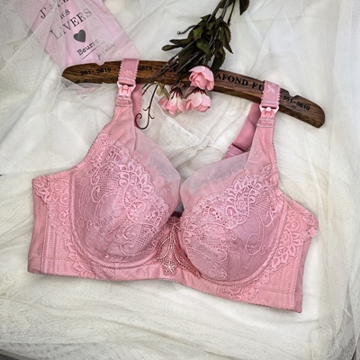 硬钢圈蕾丝哺乳文胸BC杯四排扣