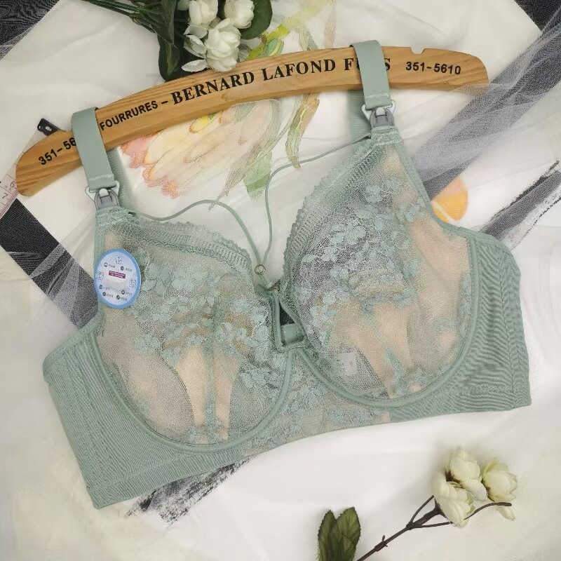 超薄兔耳哺乳文胸调整型软钢圈聚拢全罩杯内衣大码大胸显小CDE