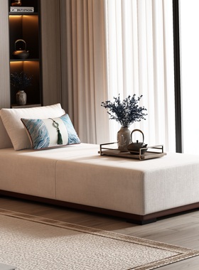 酒店贵妃椅客厅躺椅懒人沙发床新中式公寓样板房民宿衣帽间布艺