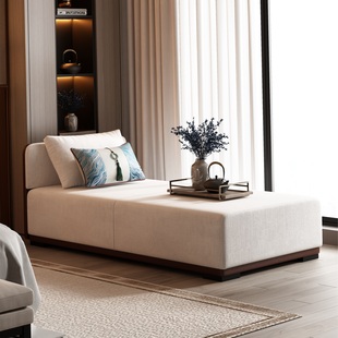 酒店贵妃椅客厅躺椅懒人沙发床新中式公寓样板房民宿衣帽间布艺