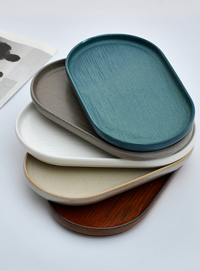 8英寸椭圆形陶瓷盘子简约零食碟酒店餐厅餐具Ceramic oval plate