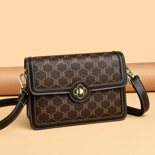 包包女新款真皮印花休闲百搭时尚女包通勤高级感单肩斜挎包小方包