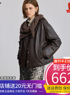 LILY2025冬新款女装双面穿PU皮90鸭绒休闲通勤轻量羽绒服外套短款