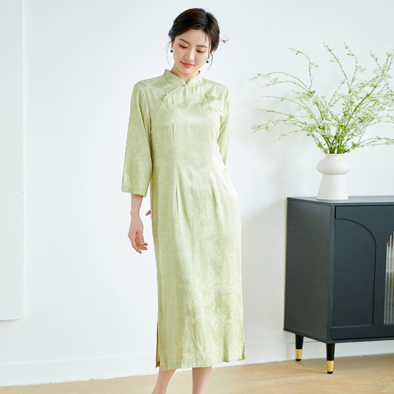 新中式中国风连衣裙夏季新款日常可穿高端气质斜襟改良奥黛旗袍女