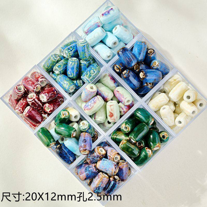 diy陶瓷饰品圆柱窑变项链散珠