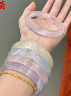 冰冰粉猫眼浅粉百搭手镯白月光