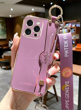 适用iphone16promax手机壳A3297纯色Ipone16promαx腕带iphnoe16pr0max可斜挎软壳保护套全包防摔斜跨背带