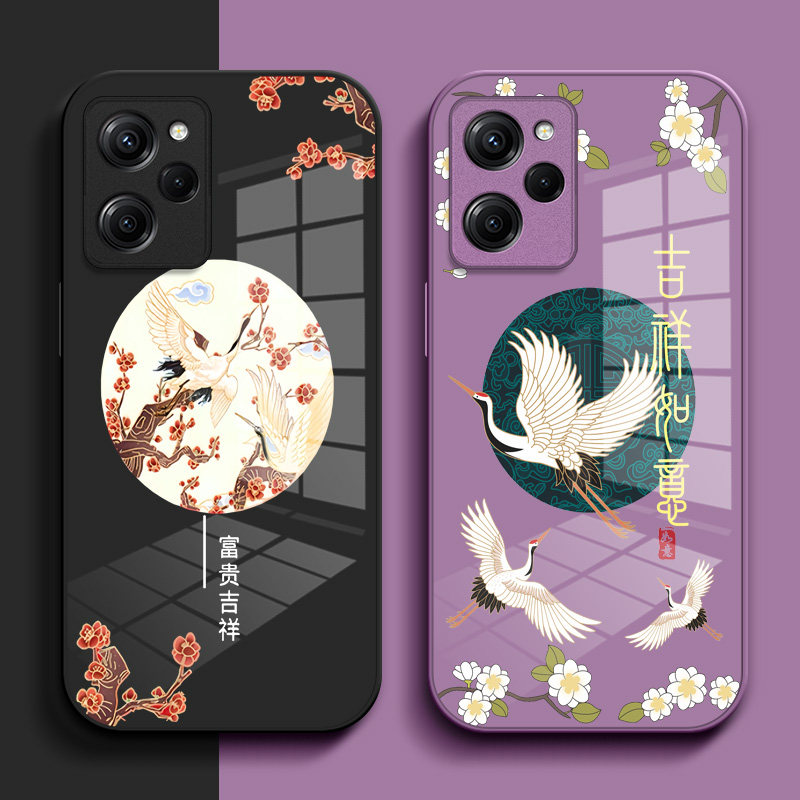 适用红米Note12pro极速版手机壳22101320C简约MiuiNote12pr0极速小清新个性玻璃壳钢化玻璃壳保护套中国风