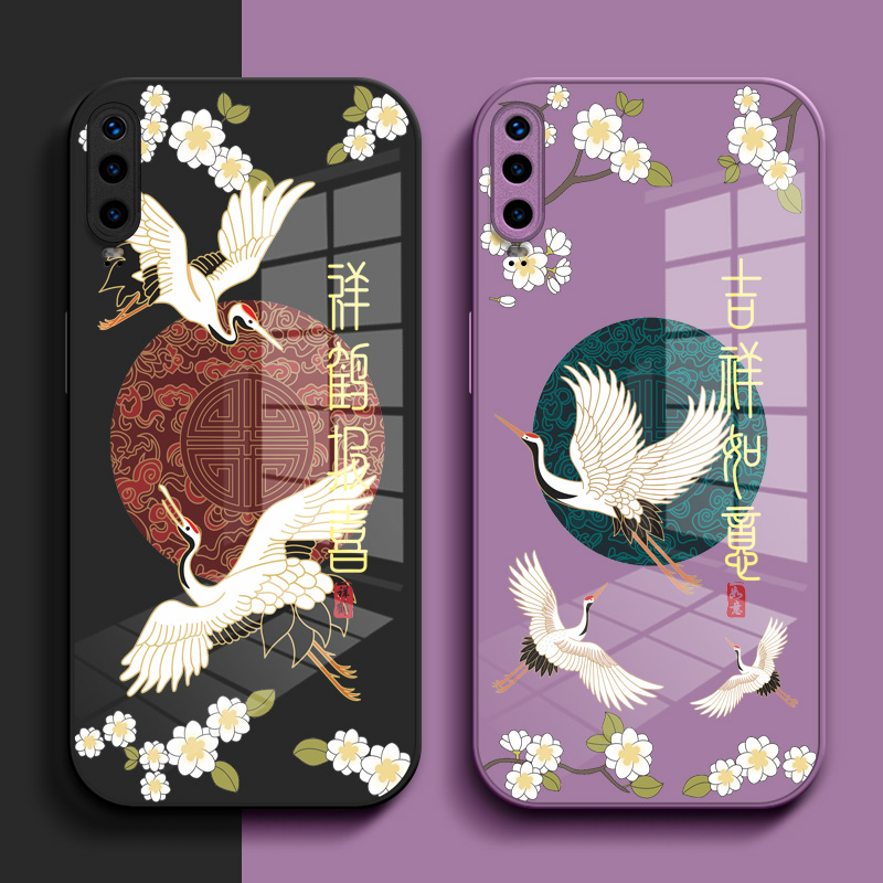 适用华为 P30手机壳ELE-AL00钢化玻璃壳hwp3o中国风化为p30保护套eleAL00小清新huawei P30玻璃套国潮