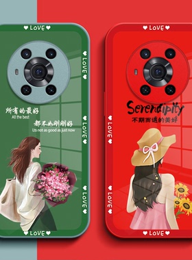 适用荣耀 Magic3pro手机壳ELZ-AN10玻璃壳荣誉Mgaic3pr0保护套Megic3破全包magix3po女款mglc3奢华高级感个性