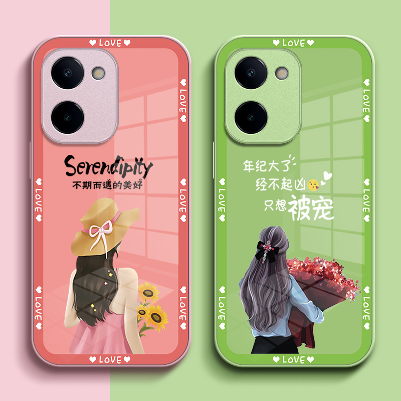 适用vivo Y100i手机壳V2313A玻璃壳vovoY100i硬壳voy100i女款Vlvoy1o0i保护套Vivioyl00i全包voviY100l奢华