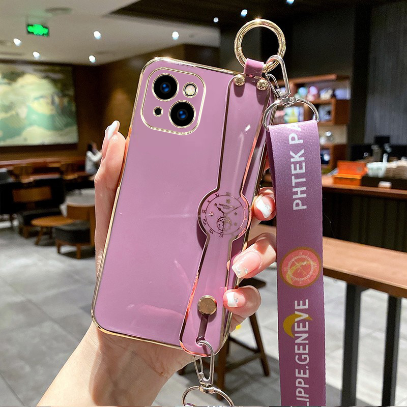 适用iphone13手机壳A2634纯色iphoe13腕带ipone 13可斜挎iphne13软壳iphoen13保护套ipone13全包防摔斜跨背带