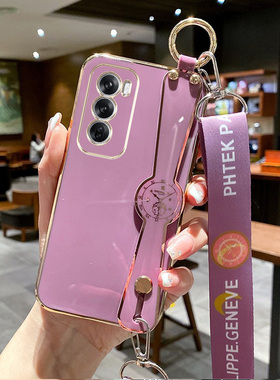 适用oppoReno12手机壳PJV110纯色rneo12腕带PJV1l0可斜挎ronel2软壳0ppoReon12保护套ren012全包防摔斜跨背带