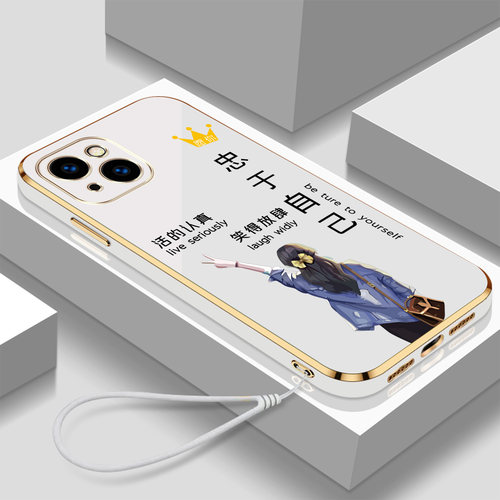适用iphone14手机壳A2884新款苹果l4软壳PgL4高颜值pg14女款iphome14保护套iPhine14全包Iph0ne14防摔带挂绳