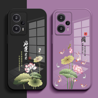 适用红米 Note12turbo手机壳23049RAD8C玻璃壳Hmnotel2turbo中国风保护套全包奢华高级感钢化玻璃