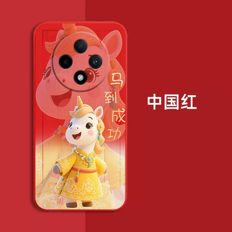 适用oppo A3pro手机壳PJY110红色Oopoα3pro新款欧珀A3pro保护套PJY1l0全包防摔时尚软壳马年马上发财新年款