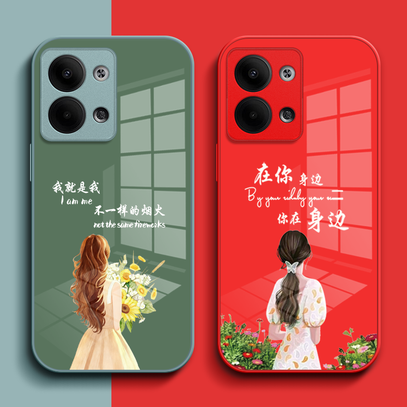 适用oppo Reno9pro+手机壳PGW110玻璃壳PGW11o保护套rone9+奢华Ren09pro+高级感Ren09+花oopr9+女款