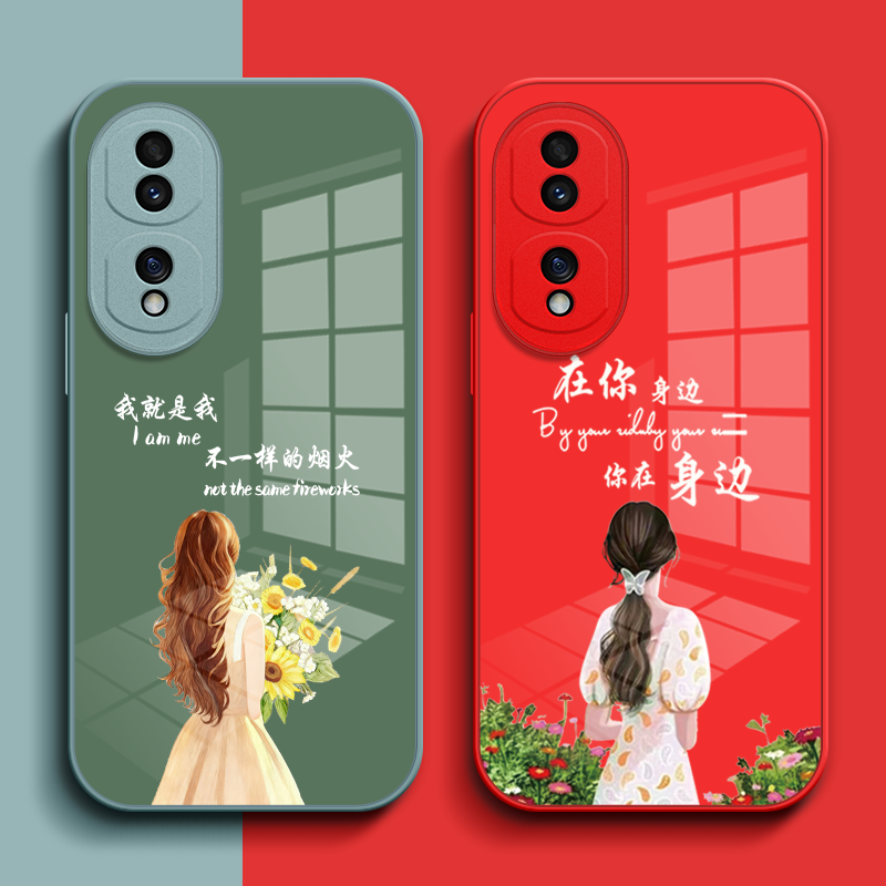 适用荣耀 70pro手机壳SDY-AN00玻璃壳h0n0r70pr0保护套honor70pr0奢华70pro高级感SDY-ANo0花女款钢化玻璃层