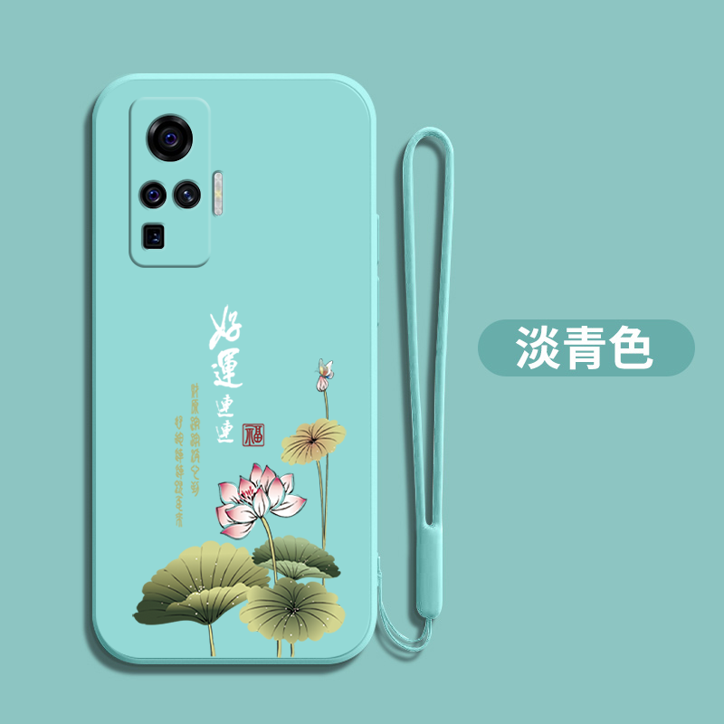 适用vivoX50pro手机壳V2005A硅胶vovo软壳vivio×50pro小清新vivix50por保护套v2oo5a全包vox防摔荷花简约